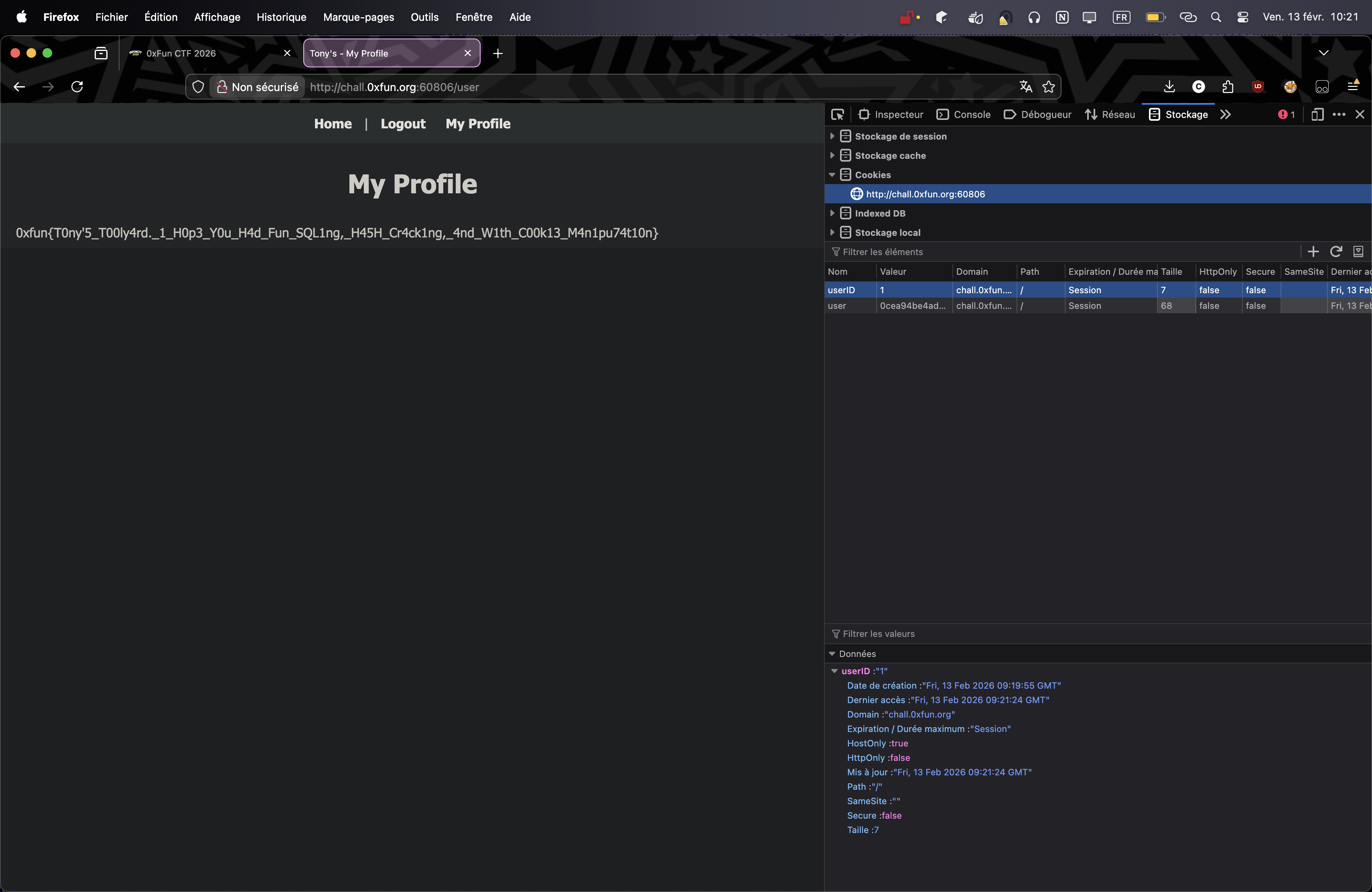 admin profile with flag
